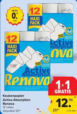 Carrefour Renova Keukenpapier Active Absorption aanbieding
