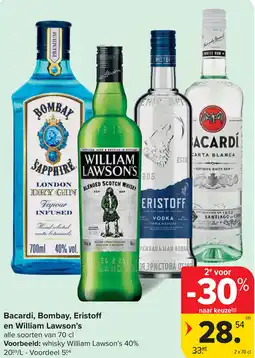 Carrefour Bacardi, Bombay, Eristoff en William Lawson's aanbieding