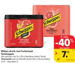 Carrefour Schweppes Blikjes drank met fruitsmaak aanbieding