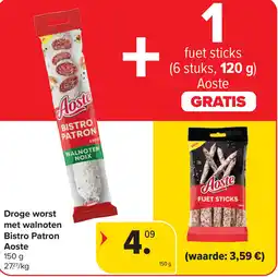 Carrefour Aoste Droge worst met walnoten Bistro Patron aanbieding