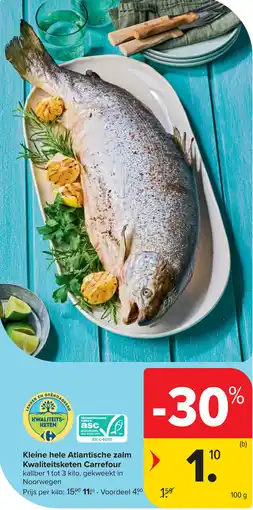 Carrefour Kleine hele Atlantische zalm aanbieding