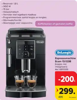 Carrefour DeLonghi Espressomachine Ecam 13.123B aanbieding