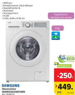 Carrefour Samsung Wasmachine WW91CGC04ATHEN aanbieding