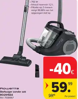 Carrefour Rowenta Stofzuiger zonder zak RO2915EA aanbieding