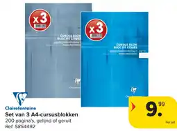 Carrefour Clairefont Set van 3 A4-cursusblokken aanbieding