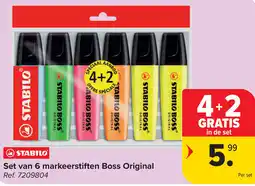 Carrefour Stabilo Set van 6 markeerstiften Boss Original aanbieding