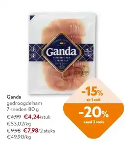 OKay Ganda gedroogde ham 7 sneden 80 g aanbieding
