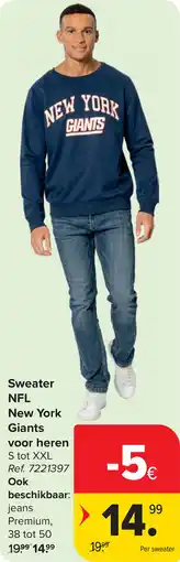 Carrefour Sweater NFL New York Giants voor Heren aanbieding