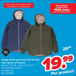 Carrefour Lange parka gevoerd met sherpa voor heren of dames aanbieding