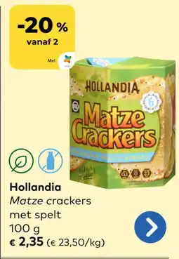 Bio Planet Hollandia Matze Crackers met spelt aanbieding