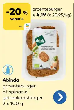 Bio Planet Abinda Groenteburger aanbieding