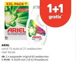 Spar ARIEL 2 x waspoeder original 65 wasbeurten aanbieding
