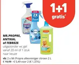 Spar MR.PROPRE, ANTIKAL of FEBREZE aanbieding