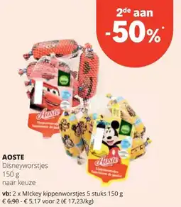 Spar AOSTE Disneyworstjes 150 g aanbieding