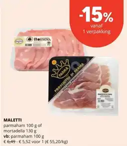 Spar MALETTІ parmaham 100 g aanbieding