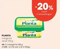 Spar PLANTА margarine vanaf 250 g aanbieding