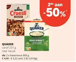 Spar QUAKER vanaf 231g aanbieding