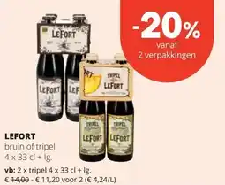 Spar LEFORT bruin of tripel 4 x 33 cl + lIg aanbieding