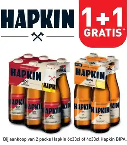 Spar ij aankoop van 2 packs Hapkin 6x33cl of 4x33cl Hapkin BIPA aanbieding