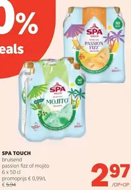 Spar SPA TOUCH bruisend passion fizz of mojito 6 x 50 cl aanbieding