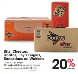 Sligro Bits, Cheetos, Doritos, Lay's Bugles, Sensations en Wokkels aanbieding