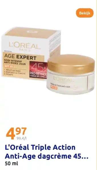 Action L'Oréal Triple Action Anti-Age dagcrème 45+ Pro-Retinol aanbieding
