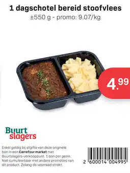 Buurtslagers Dagschotel bereid stoofvlees aanbieding