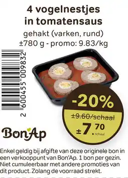 Bon Ap 4 vogelnestjes in tomatensaus aanbieding