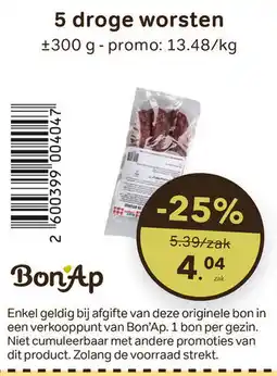 Bon Ap 5 droge worsten aanbieding
