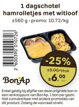 Bon Ap 1 dagschotel hamrolletjes met witloof aanbieding