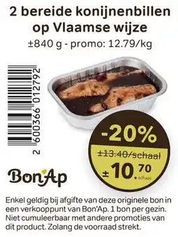 Bon Ap 2 bereide konijnenbillen op Vlaamse wijze aanbieding