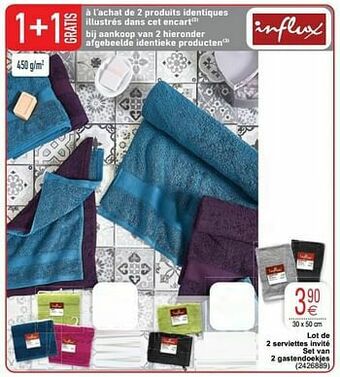 Lot de 2 serviettes invité set van 2 gastendoekjes