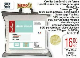 Cora Oreiller à mémoire de forme hoofdkussen met vormgeheugen memofill aanbieding