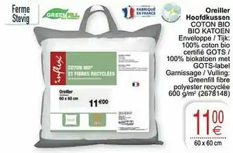 Cora Oreiller hoofdkussen coton bio bio katoen aanbieding