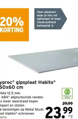 GAMMA Gyproc gipsplaat HabitoⓇ 260x60 cm aanbieding