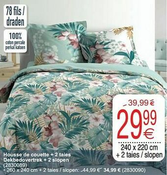 Cora Housse de couette + 2 taies dekbedovertrek + 2 slopen aanbieding