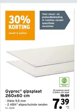 GAMMA GyprocⓇ gipsplaat 260x60 cm aanbieding