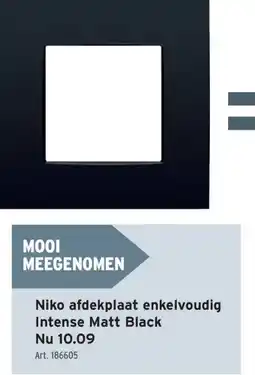 GAMMA Niko afdekplaat enkelvoudig Intense Matt Black aanbieding