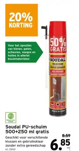 GAMMA Soudal PU-schuim 500+250 ml gratis aanbieding