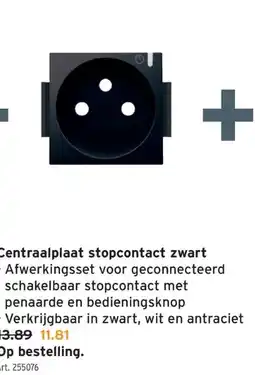 GAMMA Centraalplaat stopcontact zwart aanbieding