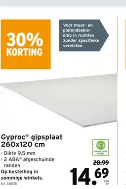 GAMMA Gyproc gipsplaat 260x120 cm aanbieding