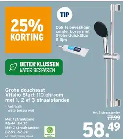 GAMMA Grohe doucheset Vitalio Start 110 chroom met 1, 2 of 3 straalstanden aanbieding