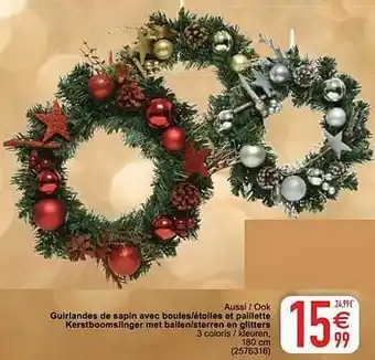Cora Guirlandes de sapin avec boules-étoiles et paillette kerstboomslinger met ballen-sterren en glitters aanbieding