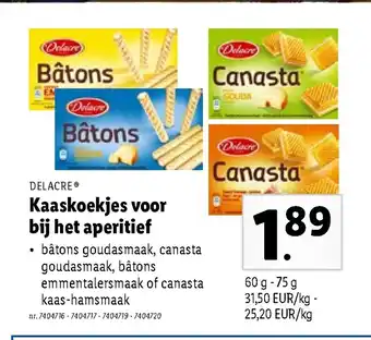 Lidl Declare Kaaskoekjes voor bij het aperitief 60-75 g aanbieding