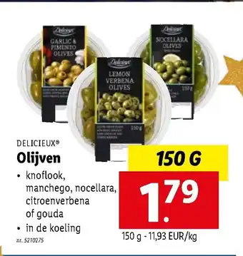 Lidl Delicieux Olijven 150 g aanbieding