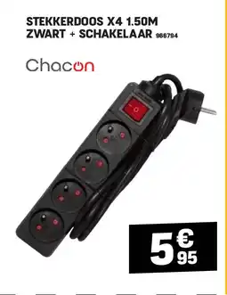 Electro Depot STEKKERDOOS X4 1.50M ZWART + SCHAKELAAR aanbieding