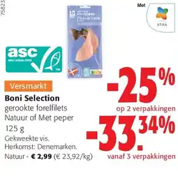 Colruyt Boni Selection gerookte forelfilets Natuur of Met peper 125 g aanbieding