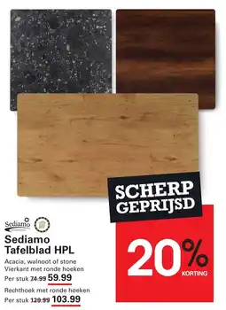 Sligro Sediamo Tafelblad HPL aanbieding