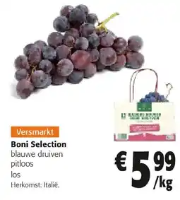 Colruyt Boni Selection blauwe druiven pitloos aanbieding