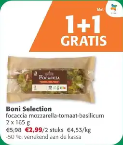 Comarkt Boni Selection focaccia mozzarella tomaat basilicum aanbieding